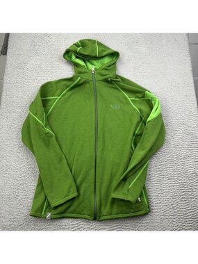 Icebreaker Merino Wool Zip Hooded Jacket Sz L Men’s Green Knitted Outdoor